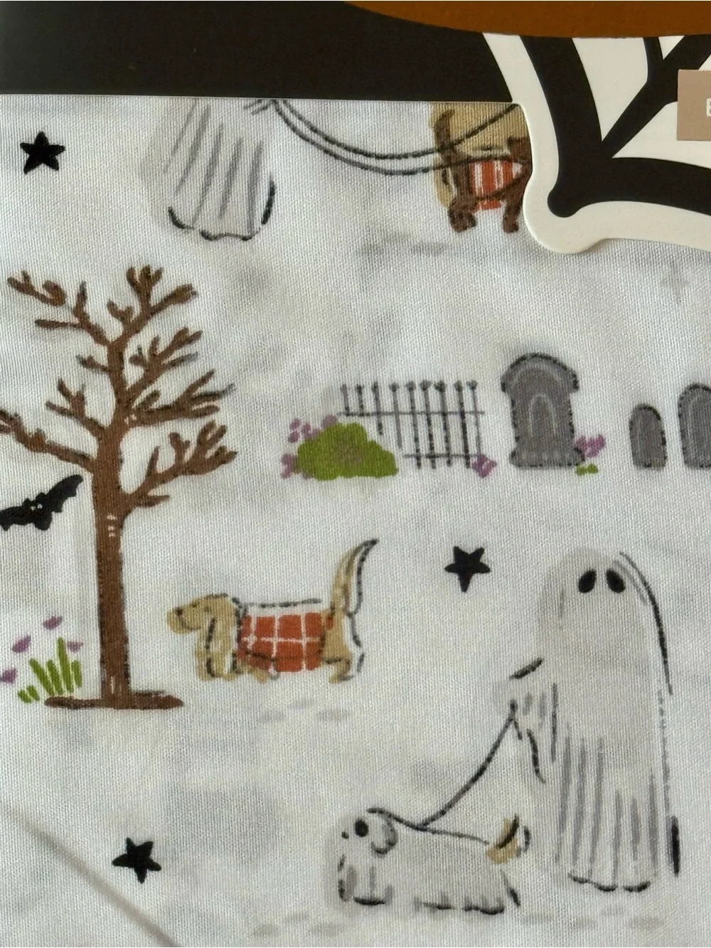 Envogue White Halloween Ghost Print Queen 4pc Sheet Set